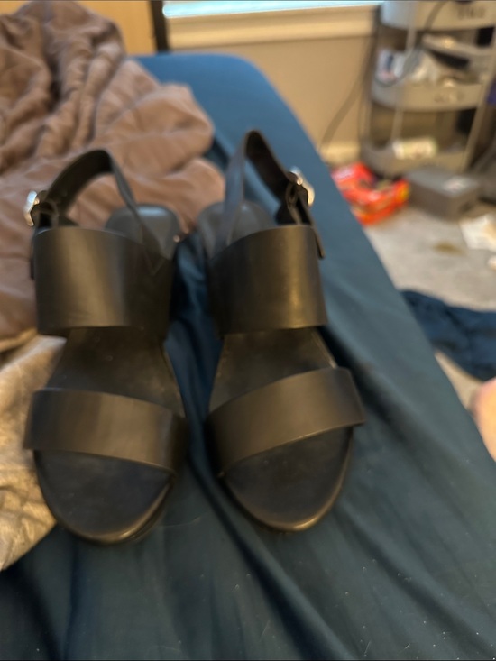 AEROSOLES Shoes - AEROSOLES Black Double-Strap Platform Sandals with Ankle Buckle